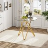 GlasFlength Dining Tables Modern Round Glass Top Table with Metal Base Simple Elegant Design for Small Spaces, Gold, 35.4"*35.4"*30.6" - 2 of 4