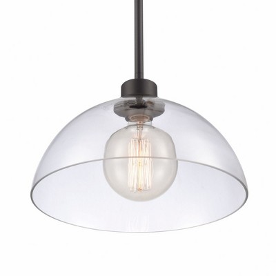 Julian Matte Black and Clear Glass Dome Pendant Light