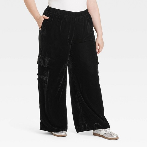 Fashion velvet cargo pants