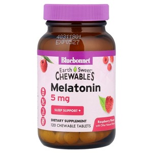 Bluebonnet Nutrition Earth Sweet® Chewables, Melatonin, Raspberry, 5 mg, 120 Chewable Tablets - 1 of 4