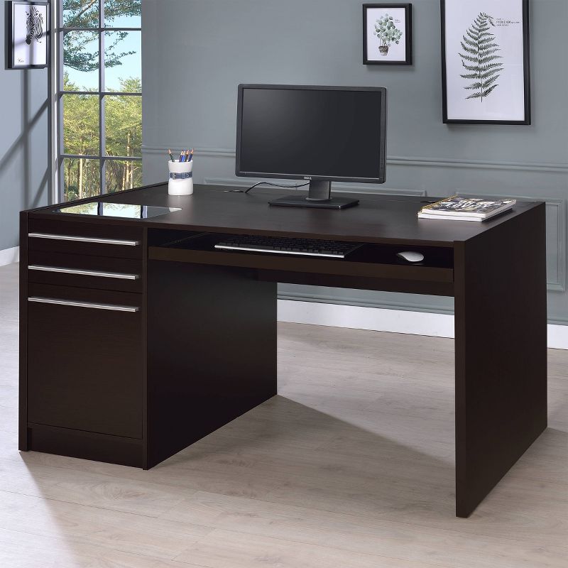 Halston 3 Drawer Office Desk Cappuccino - Coaster, 3 of 13