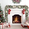 MOEPISY 6 Ft Pink Christmas Decor for Mantle Stairs, Winter Flocked Garland with White Flower - 3 of 4