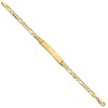 Black Bow Jewelry Ladies 14k Yellow Gold Solid Figaro I.D. Bracelet, 7 Inch - 2 of 4
