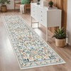 Washable living room rug, with floral decoration and non-slip backing, stain-resistant,  for dining room, bedroom, children's room - 2 of 4