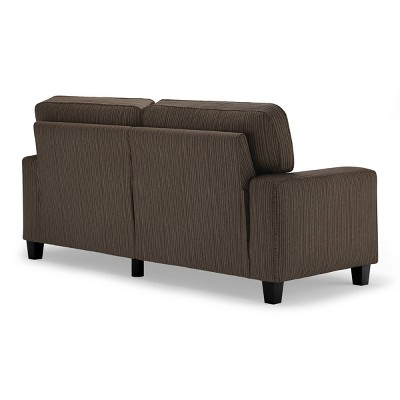 Palisades Compact Linen Fabric Sofa with Wood Accents, Riverfront Brown