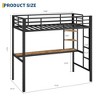Twin Size Loft Bed with Large Desk and Storage Shelves, Metal Loft Bed with Safety Guardrail and Ladder for Kids and Adults, Space Saving - 3 of 4