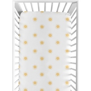 Sweet Jojo Designs Boy or Girl Gender Neutral Unisex Baby Fitted Crib Sheet Boho Sun Yellow and White - 1 of 4