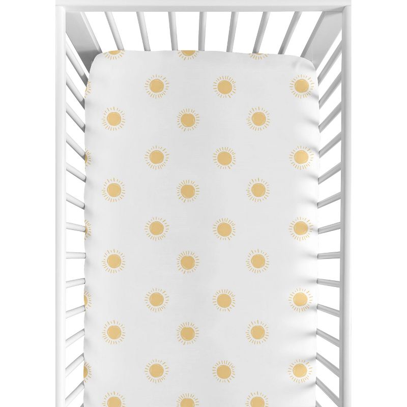 Sweet Jojo Designs Boy or Girl Gender Neutral Unisex Baby Fitted Crib Sheet Boho Sun Yellow and White, 1 of 8