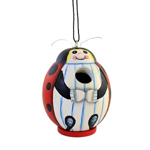 Home & Garden 7.25" Ladybug Gord-O Birdhouse Hand Carved Painted Gold Crest Distributing  -  Bird And Insect Houses - 1 of 3