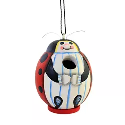 Home & Garden 7.25" Ladybug Gord-O Birdhouse Hand Carved Painted Gold Crest Distributing  -  Bird And Insect Houses