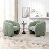SEYNAR Modern Teddy Upholstered Accent Pumpkin Chair with Openwork Design Set of 2 - 3 of 4