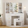 Vanity Set with LED Lighted Mirror, Bedroom Dressing Table with Drawer for Women&Girls,3 Lighting Modes,Brightness Adjustable, White - 3 of 4