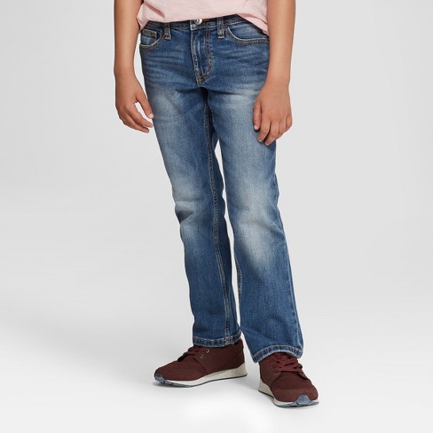 Boys' Stretch Straight Fit Jeans - Cat & Jack™ Medium Wash 12 Husky : Target