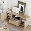 Rattan TV Stand for 70 Inch TV, Boho TV Entertainment Center, Wooden TV Console with Drawer and 2 Cabinets - 4 of 4