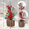 3 Pack 11.5 Inch Small Artificial Xmas Tree Centerpieces with Red Berries & Pine Cones - 3 of 4
