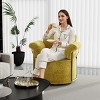 Contemporary Upholstered Swivel Accent Chair with Gold Metal Legs and Fluffy Fabric for Living Room or Office-Maison Boucle - 3 of 4