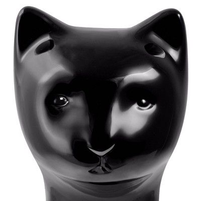Black Ceramic Cat Toilet Brush Holder and Lotion Pump Set