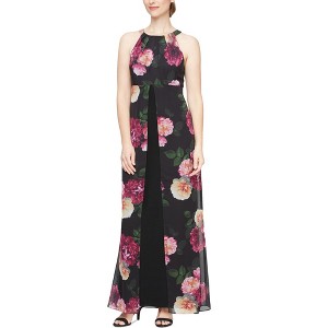 S.L. Fashions Womens Print Overlay Floral Maxi Dress - 1 of 1