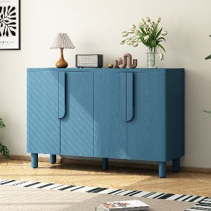 PAGED 4-Door Buffet Cabinet with Storage, Wood Sideboard Cabinet with Arc Handles and Adjustable Shelves, Cable Management Kitchen Storage Cabinet - 1 of 4