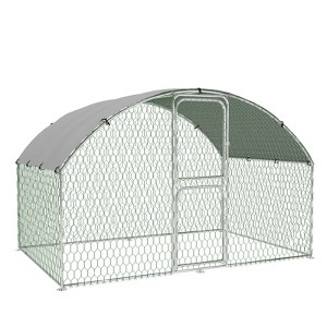Large Metal Chicken Coop, Walk in Poultry Cage with Waterproof Cover, Metal Chicken Run, Dome Roof Hen Rabbit Duck House, 9.8' W x 6.5' D x 6.5' H - 1 of 4