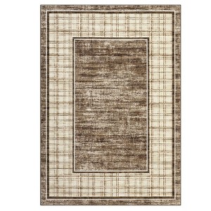 Washable Bordered Living Room Bedroom Rugs, Soft Non Slip Floor Carpet for Dining Room Kitchen, Stain Resistant Floor Cover for Home Office - 1 of 4