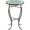 Teal Island Designs Modern Black Round Outdoor Accent Side Tables 14" Wide Set of 2 Aqua Green Mosaic Tabletop Front Porch Patio Home House - 3 of 4
