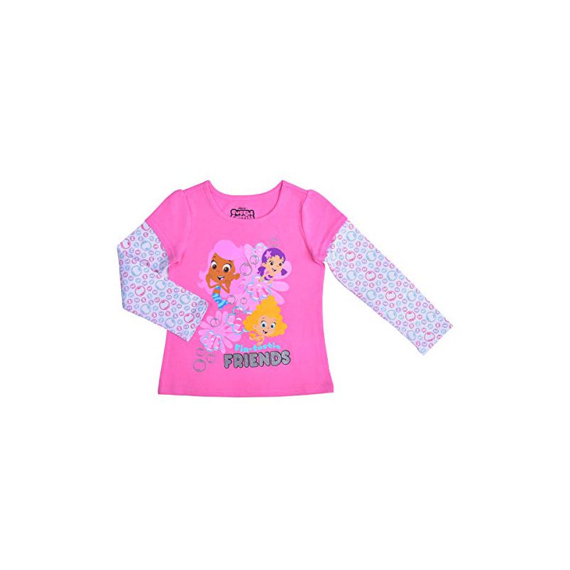 Nickelodeon Girl's Fin-Tastic Friends Bubble Guppies Graphic Tee with Double Layer Long Sleeves for Toddler, 1 of 4