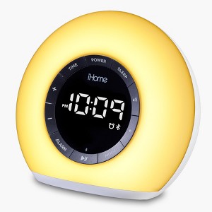 iHome Sunrise Alarm Clock Radio with Bluetooth Speaker and Color Changing Lamp - White (iBT32) - 1 of 4