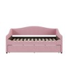 Sapphtopaz Daybed with Trundle and LED Teddy Fleece Upholstered Bed Frame with Wave Arm and Hidden Storage for Apartment, Kids Room - 4 of 4