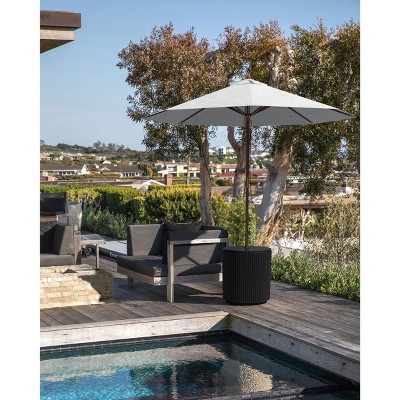 Black Plastic-Concrete Outdoor Side Table with Umbrella Hole