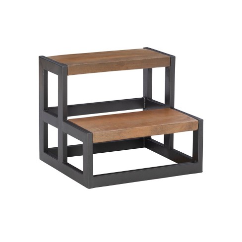 Wooden step stool store for bed