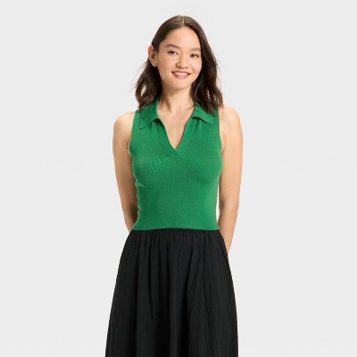 Women's Polo Collar Pullover Sweater Tank - A New Day™