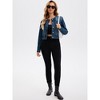 INSPIRE CHIC Women's Denim Collarless Button Down Chest Pocket Long Sleeve Jean Jackets - 3 of 4