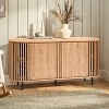 LuxenHome 58'' Wide Strips Light Oak Finish Engineered Wood Sideboard Buffet Cabinet with 2-Door, Mid-Centery Modern Cabinet with Curved - 2 of 4