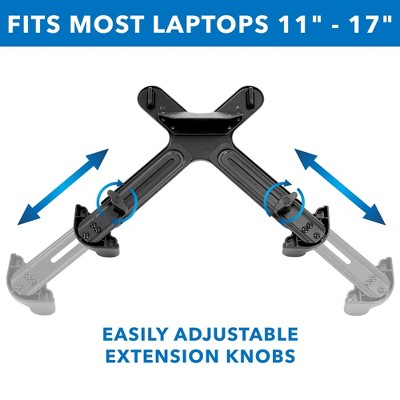 Black Adjustable Steel Clamp-On Laptop Tray with Safety Straps