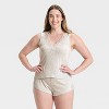 Women's Lace Trim Ribbed Tank Top and Shorts Pajama Set - Auden™ - 4 of 4