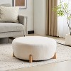 KWPZQEB Modish Round Ottoman, 31.5" Large Footrest Ottoman with BoucleTop & Wood Legs, Ottoman Coffee Table for Living Room, Bedroom - 3 of 4