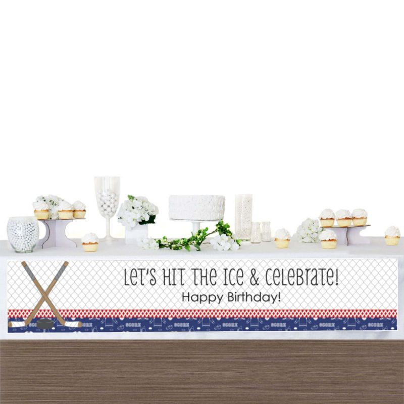 Big Dot of Happiness Shoots and Scores - Hockey - Happy Birthday Decorations Party Banner, 3 of 7
