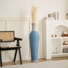Aukfa 39" Tall Decorative Floor Vase in Two , Artificial Rattan Standing- Vase Tone Lake Blue and White - 2 of 4