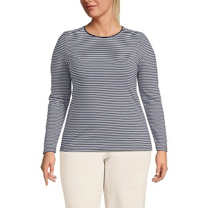 Lands' End Women's Plus Size Lightweight Jersey Skimming Long Sleeve Crew Neck T-shirt - 1 of 3