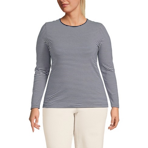 Lands' End Women's Plus Size Lightweight Jersey Skimming Long Sleeve Crew Neck T-shirt - image 1 of 3