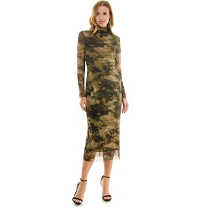 Harlow & Rose Womens Mock Neck Long Sleeve Midi Dress - 1 of 4