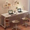 White Overbed Table with Wheels Overbed Desk Adjustable Overbed Table with 4 Lockable Wheels Curved Edge Design Laptop Table for Home Office Hospita - 3 of 4
