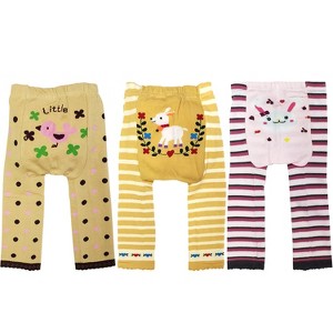 Wrapables Baby and Toddler Animal Leggings (Set of 3), 6 to 12 months, Friendly Faces - 1 of 4