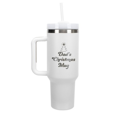 100 North Dad's Christmas Mug Love Tree Wrap-Around 40 Oz. Stainless Steel Water Bottle Coffee Mug, Spill & Leak Resistant, Travel Tumbler with