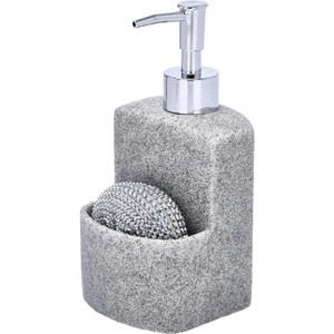 Whole Housewares 3.5"x7" Soap Dispenser with Sponge Holder, Gray - 1 of 4