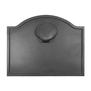 Minuteman International CFB-13 Cast Iron Decorative Arched Fireback with Seashell Medallion for Wood Burning and Gas Log Fireplaces, Large, Black - 1 of 4