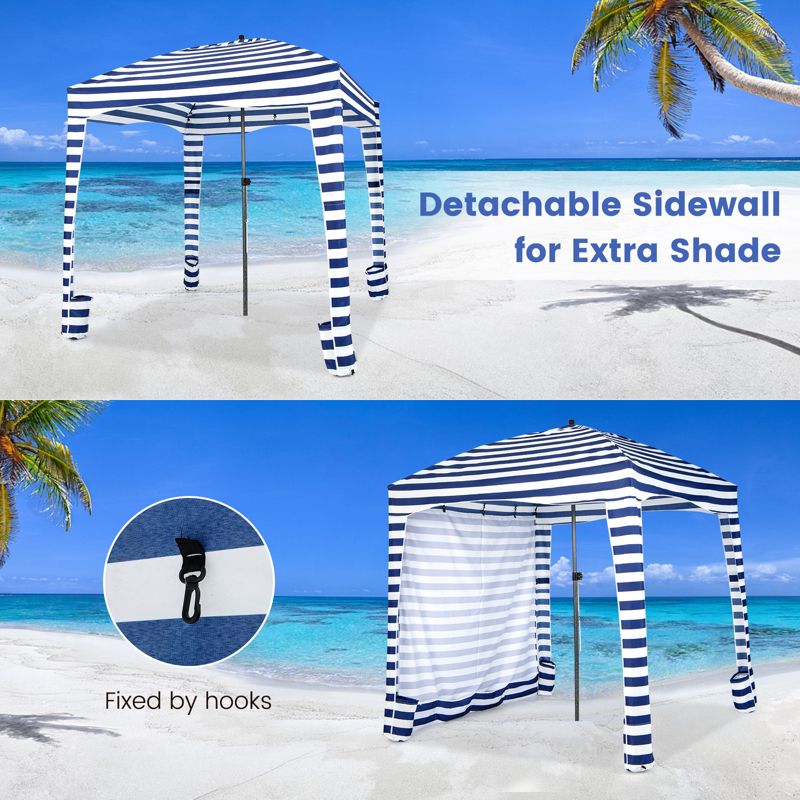 Costway 6 x 6FT Foldable Beach Cabana Tent with  Carrying Bag Detachable Sidewall, 2 of 11