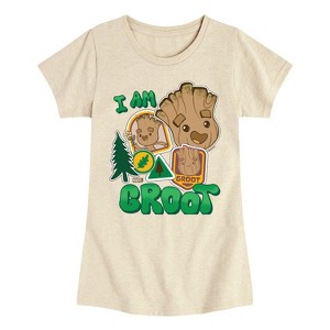 Girls' - Marvel - Guardians of the Galaxy Groot Sticker Fitted Short Sleeve Graphic T-Shirt - 1 of 4