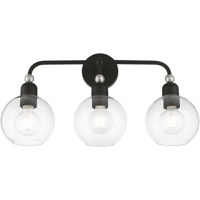 Downtown Elegance 3-Light Vanity Sconce in Black and Brushed Nickel